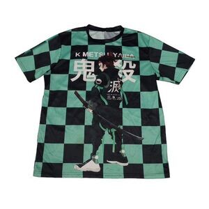 Demon Slayer Men's XL‎ T-shirt Tanjiro Kamado Black Green Short Sleeve
